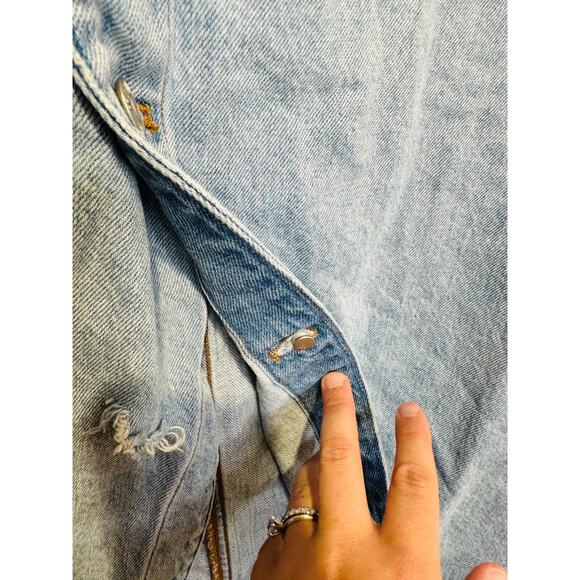 MADEWELL Light Blue Denim 100% Cotton Button Front Wrap Midi Skirt Size 27 - Picture 9 of 16